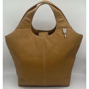 Fossil Classic 75082 Tan Leather Hobo Tote Shoulder Bag With Key